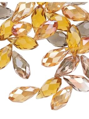 Faceted Briolette Crystal Drops 12x6mm – 40pc Pack for Jewellery Making